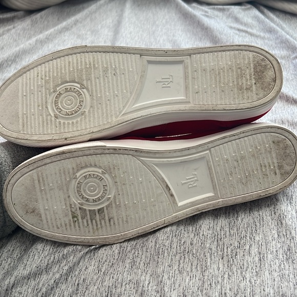 Ralph Lauren red velvet Jinny dog slip on sneaker - Picture 3 of 5